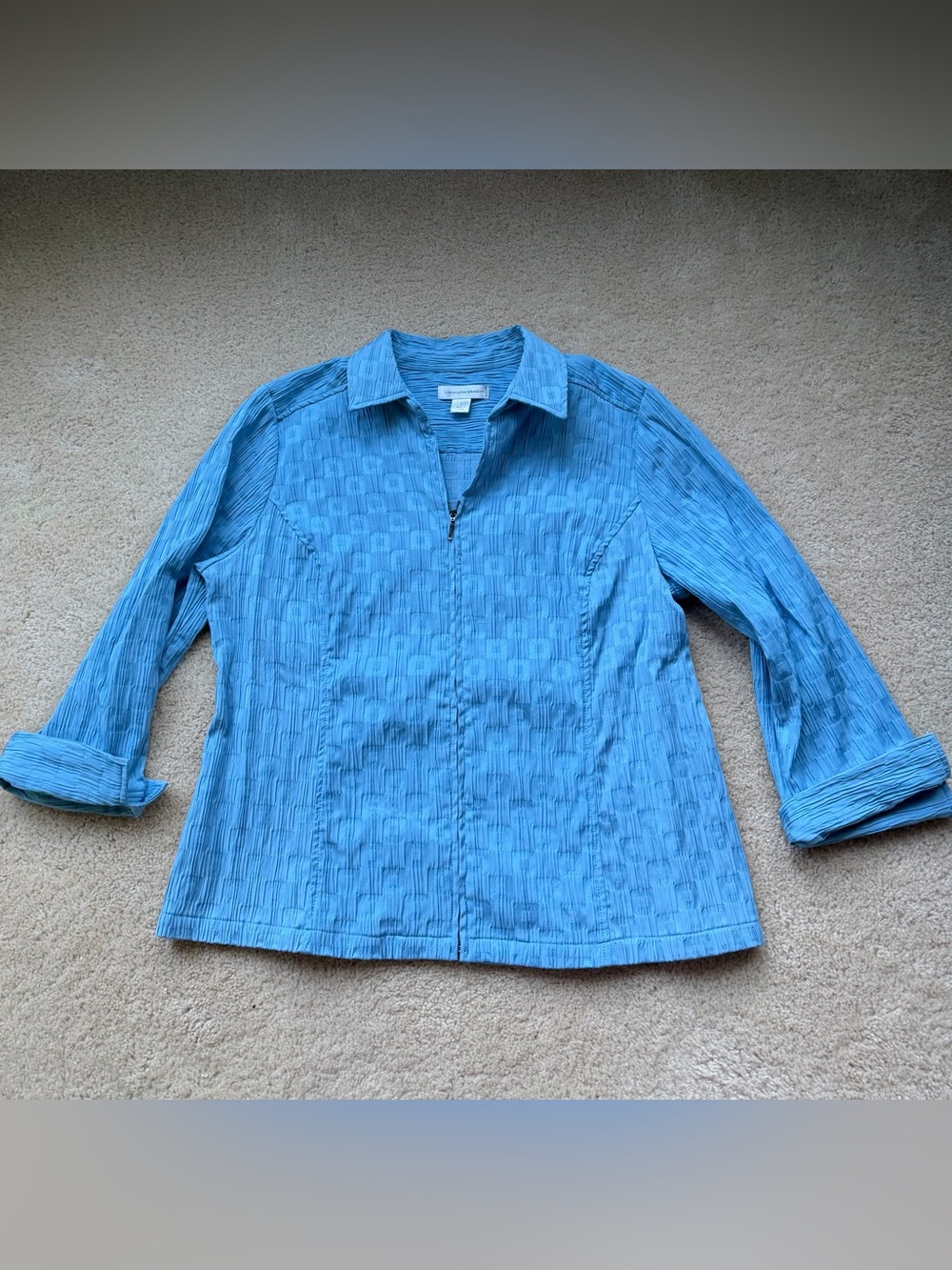 Christopher & Banks Women’s Light Blue Crinkle Full Zip Jacket - Size L - EUC